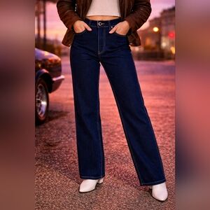 J. Galt Brandy Melville Ariana carpenter jeans dark blue Sz S 27" Wide Leg EUC